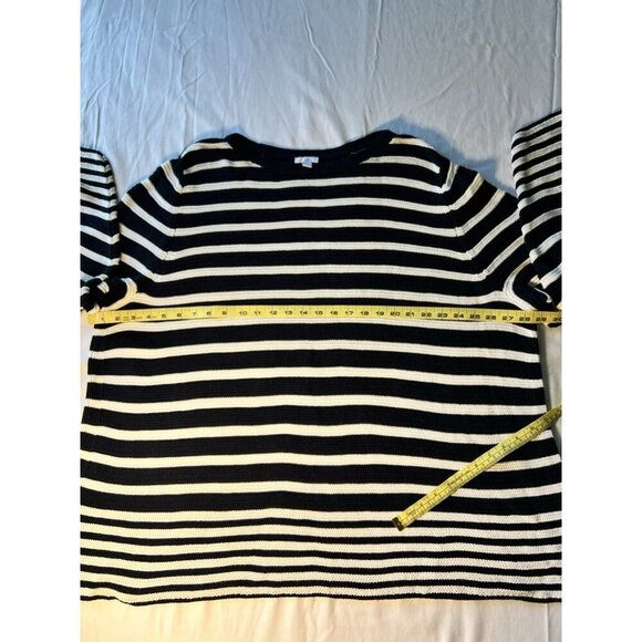 J Jill Womens Sweater 4X Black And White Striped Sweater Lightweight Nautical - Picture 5 of 8